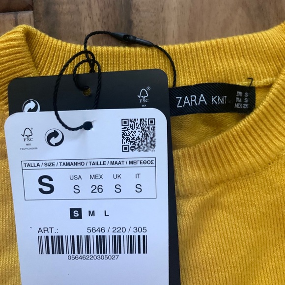 🚫SOLD🚫NWT ZARA KNIT MUSTARD SWEATER GOLD BUTTONS - Picture 7 of 9